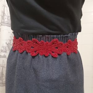Red Beaded Anthropologie Belt